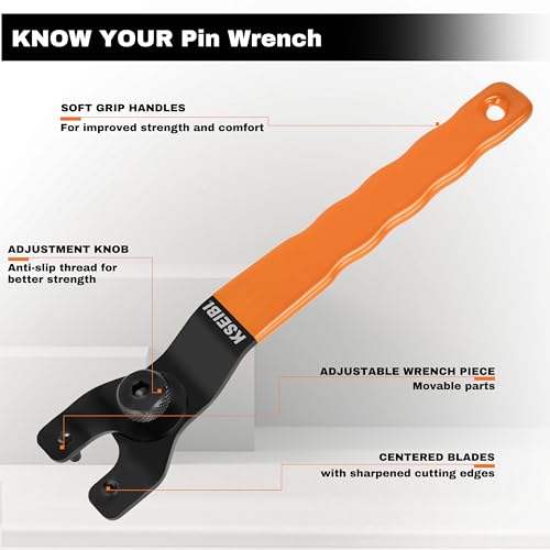 KSEIBI 689048 Universal Adjustable Pin Angle Grinder Wrench for Flange Grinder Tool Machine from 4 Inch - 9 Inch Spanner - Image 2
