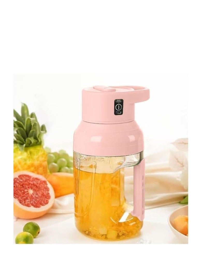 Spaceshoop Portable Personal Blender, 1.5L Handheld Juicer for Summer Smoothies and Shakes, USB Rechargeable Fruit Juice Mixer for Outdoors  (pink) - Image 1