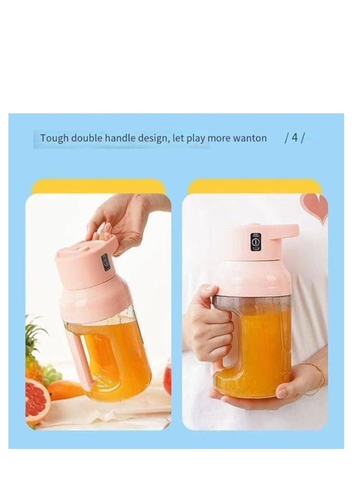 Spaceshoop Portable Personal Blender, 1.5L Handheld Juicer for Summer Smoothies and Shakes, USB Rechargeable Fruit Juice Mixer for Outdoors  (pink) - Image 2