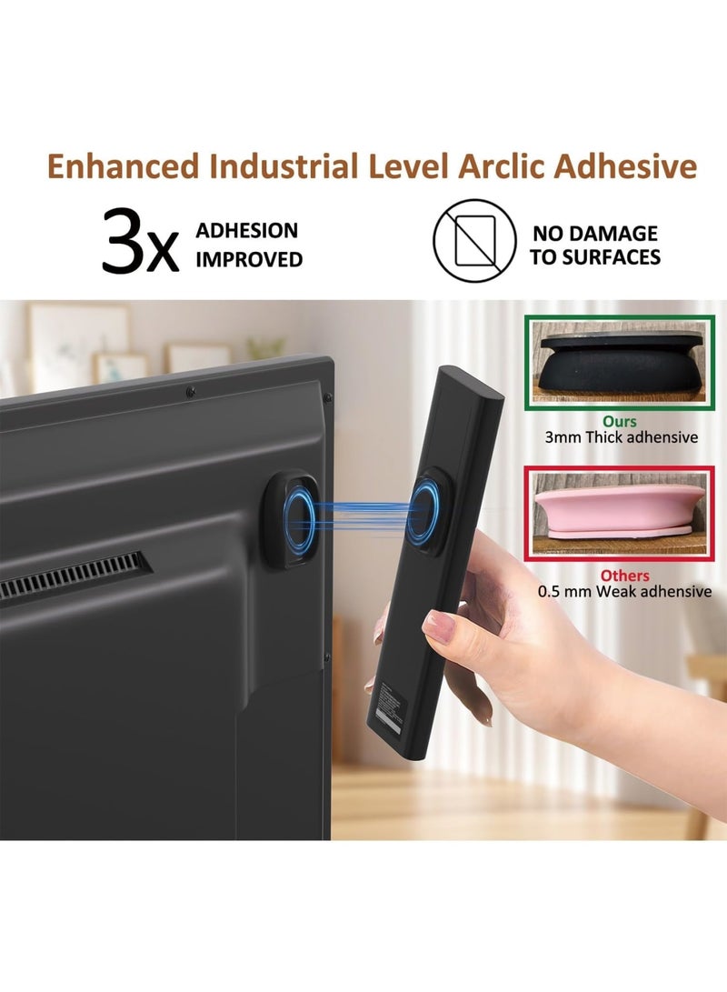 SYOSI Magnetic Remote Control Holder, Wall Mount Organizer with Upgraded N52 Magnets and Strong Adhesive No Drill Installation Space Saving Storage for TV AC Fan Remotes, 4 Pack Black - Image 3