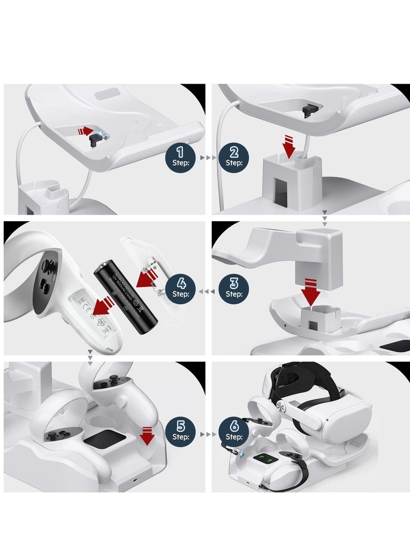 Charging Dock for Quest 2 VR Headset Charging Stand for Oculus/Meta Quest 2 High Speed Charging Station for VR Headset and Touch Controllers, Quick Charging with Colorful LED Indicator - Image 4