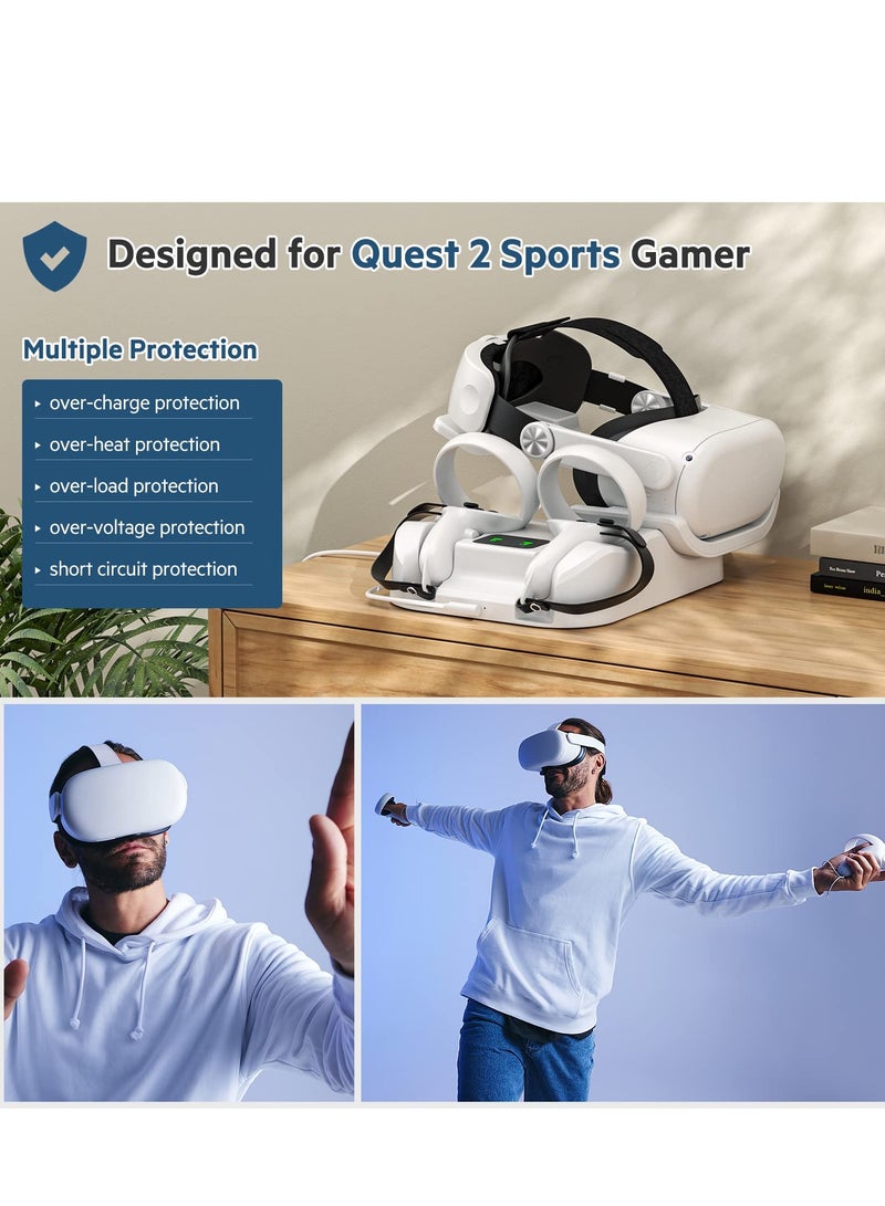 Charging Dock for Quest 2 VR Headset Charging Stand for Oculus/Meta Quest 2 High Speed Charging Station for VR Headset and Touch Controllers, Quick Charging with Colorful LED Indicator - Image 5