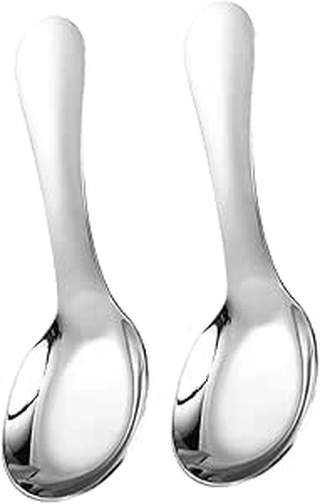 Short Handle Stainless Steel Spoons For Kids 2 Pack Soup Porridge Utensils Dishwasher Safe - Image 1