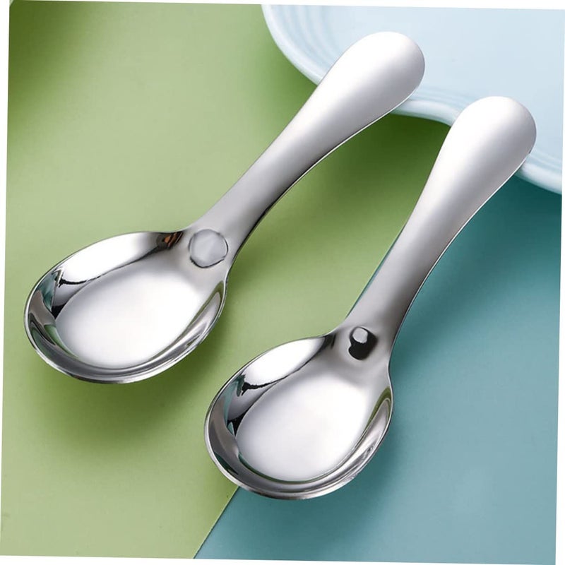 Short Handle Stainless Steel Spoons For Kids 2 Pack Soup Porridge Utensils Dishwasher Safe - Image 3