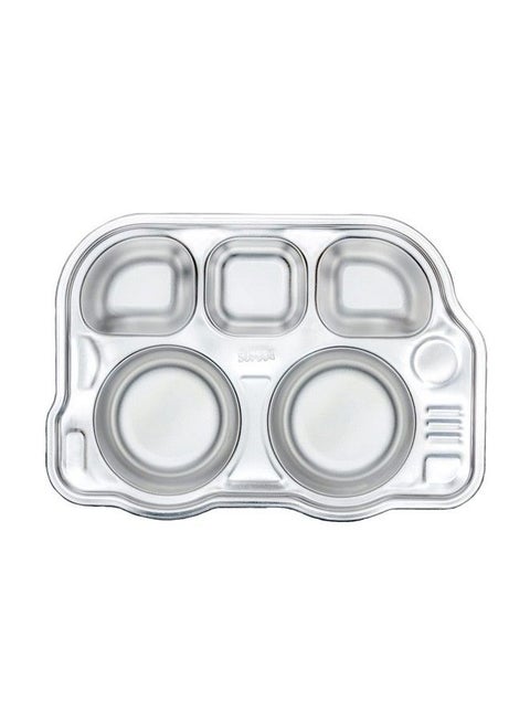 Stainless Steel Divided Meal Plate Tray5 Compartments Dinner Dish For Baby Toddler Kids Feeding Setbus Shape Bpafree Safe Fun Nontoxic Heavy Duty