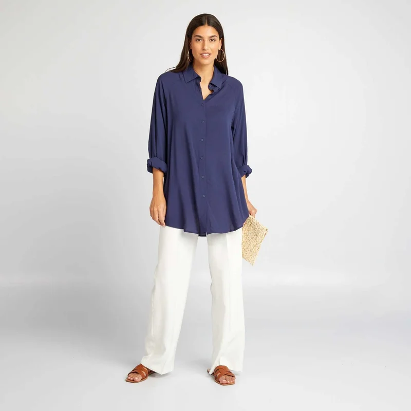 Kiabi Long Flowing Shirt Blue