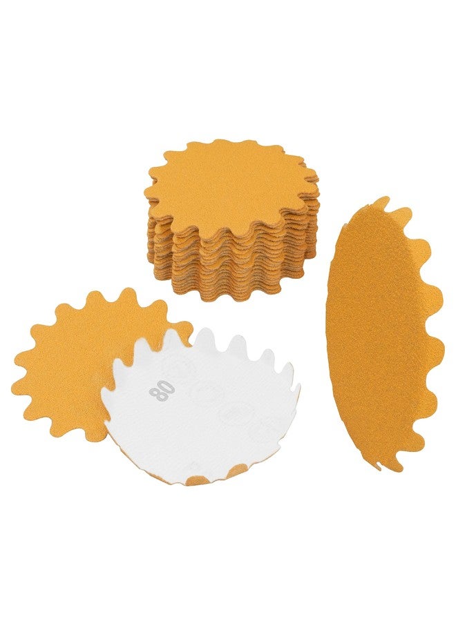 Keystone Flex Edge Gold 3 Inch Hook and Loop Sanding Discs, Wavy Sand Paper for Bowl Sanders and Drill Sanding Attachments, Prevent Shifting, Single Grit - 25 Pack (80 Grit) - Image 1