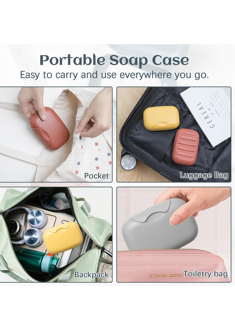 Excefore - Travel Soap Container, 4 Pack Bar Soap Holder Soap Travel Case, Soap Saver Container with Lid, Portable Bar Soap Box with Cover, for Traveling, Camping, Gym, Hiking (4 Colors) - Image 1