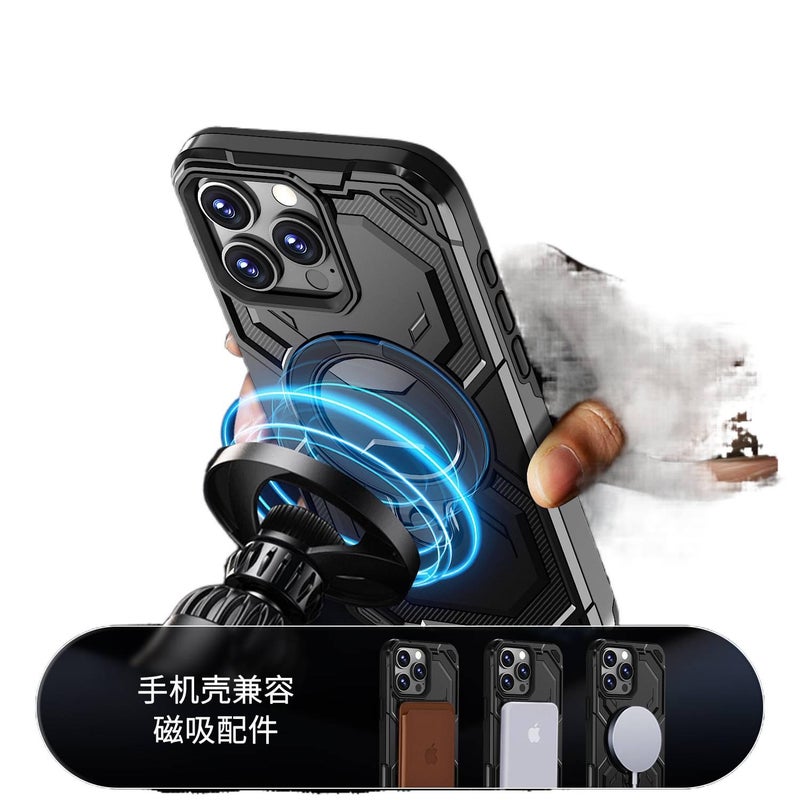 TPU+PC MagSafe Case for iPhone 15 / 15 Plus / 15 Pro / 15 Pro Max with Shockproof and Drop Protection plus Shockproof plus Kickstand plus Strong Magnetic in Purple - Image 4