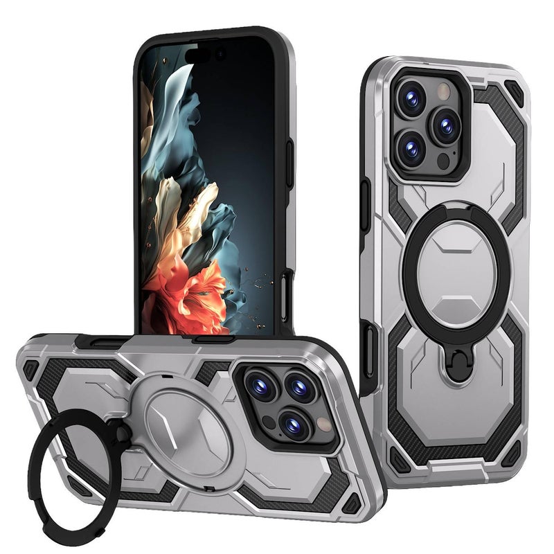 TPU+PC MagSafe Case for iPhone 15 / 15 Plus / 15 Pro / 15 Pro Max with Shockproof and Drop Protection plus Shockproof plus Kickstand plus Strong Magnetic in Purple - Image 5