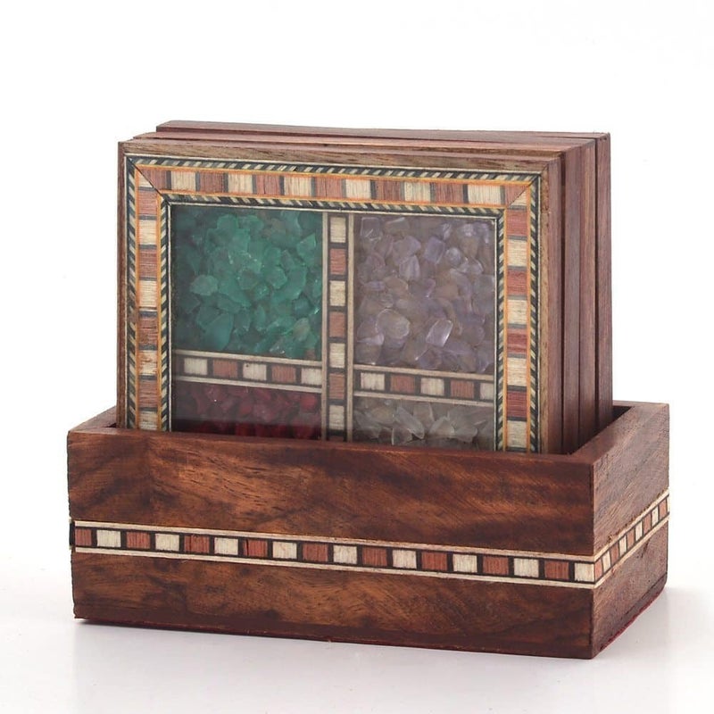 Creative Studio Antique Design Gemstone 4 Tea Coaster Set - Image 1