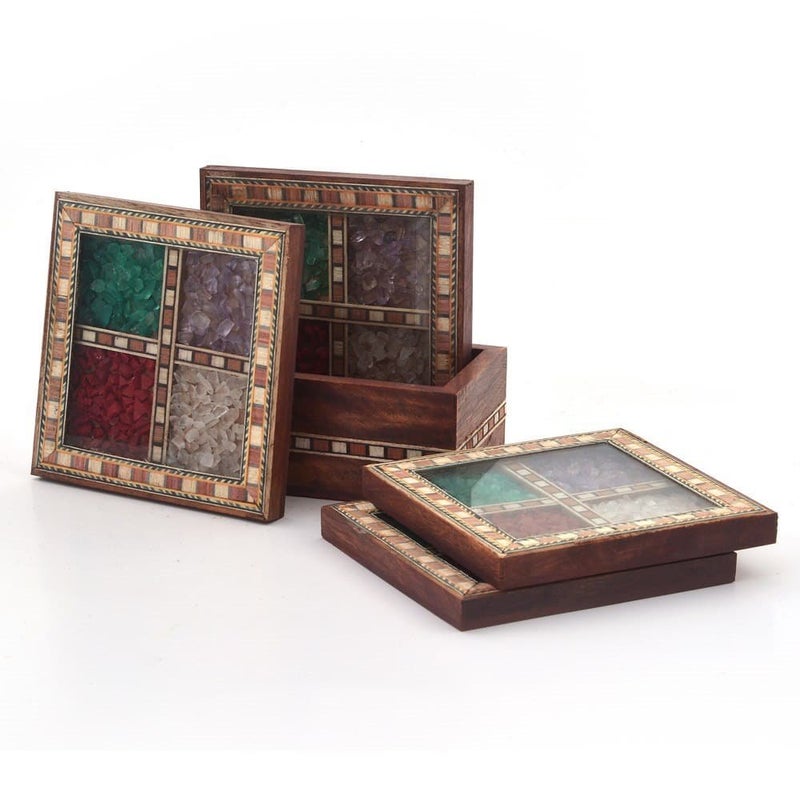 Creative Studio Antique Design Gemstone 4 Tea Coaster Set - Image 2