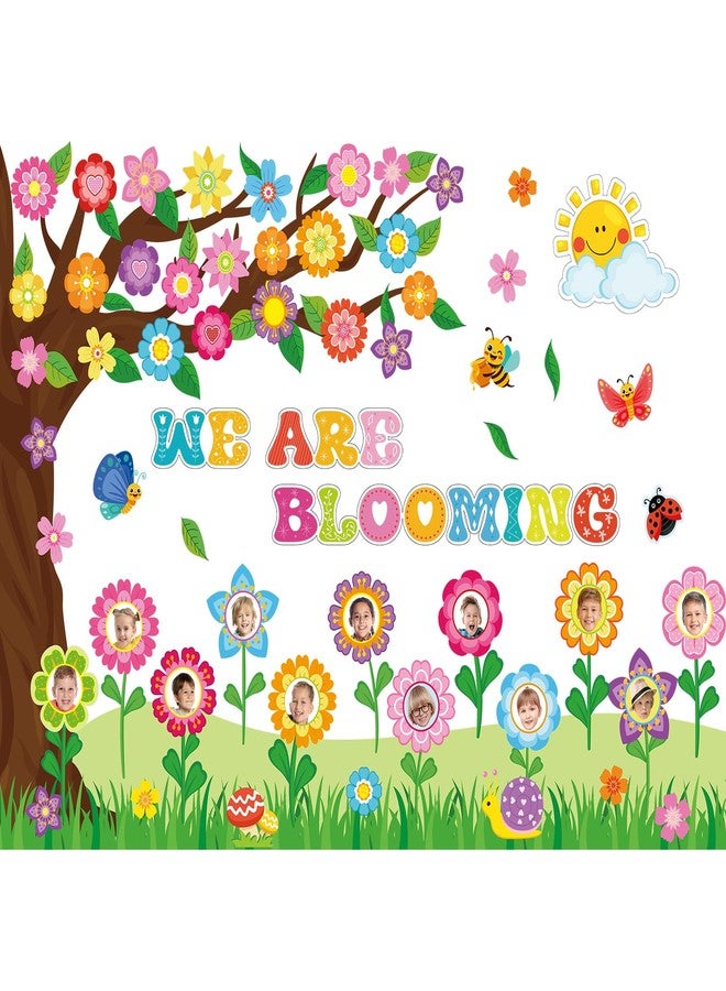 KEASKELL 56Pcs Spring Flower Bulletin Board Classroom Decorations,We are Blooming Colorful Floral Butterfly Cutouts DIY Flower Photo Craft Sets for Spring Summer Classroom School Office Party Supplies - Image 1