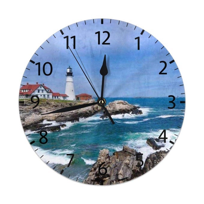 HOME DECOR LIGHTHOUSE ROUND WALL CLOCK ACRYLIC SILENT NON TICKING DECORATIVE CLOCKS FOR LIVING ROOM KITCHEN