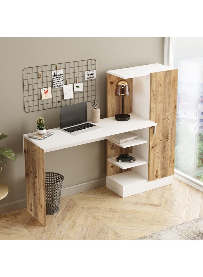 Home Canvas Laura Desk with storage Pine and white - Image 1