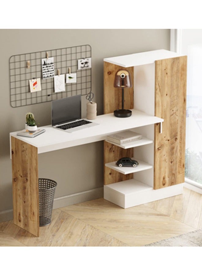 Home Canvas Laura Desk with storage Pine and white - Image 3