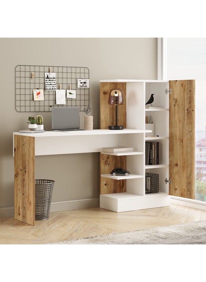 Home Canvas Laura Desk with storage Pine and white - Image 4