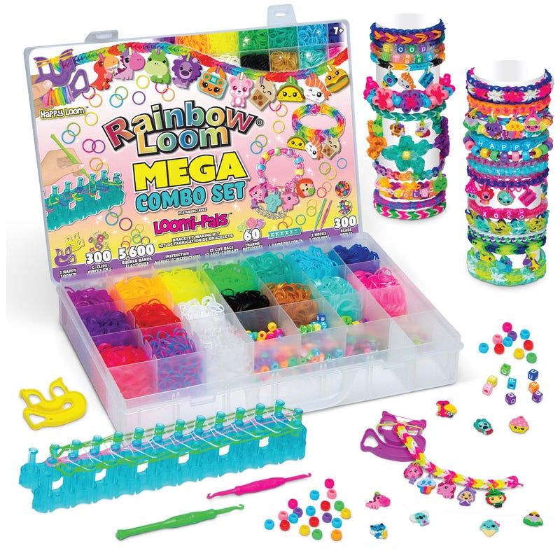 Rainbow Loom® Loomi-Pals™ MEGA Set, Features 60 Cute Assorted LP Charms, The New RL2.0, Happy Looms, Hooks, Alpha & Pony Beads, 5600 Colorful Bands All in a Carrying Case for Boys and Girls 7+ - Image 1