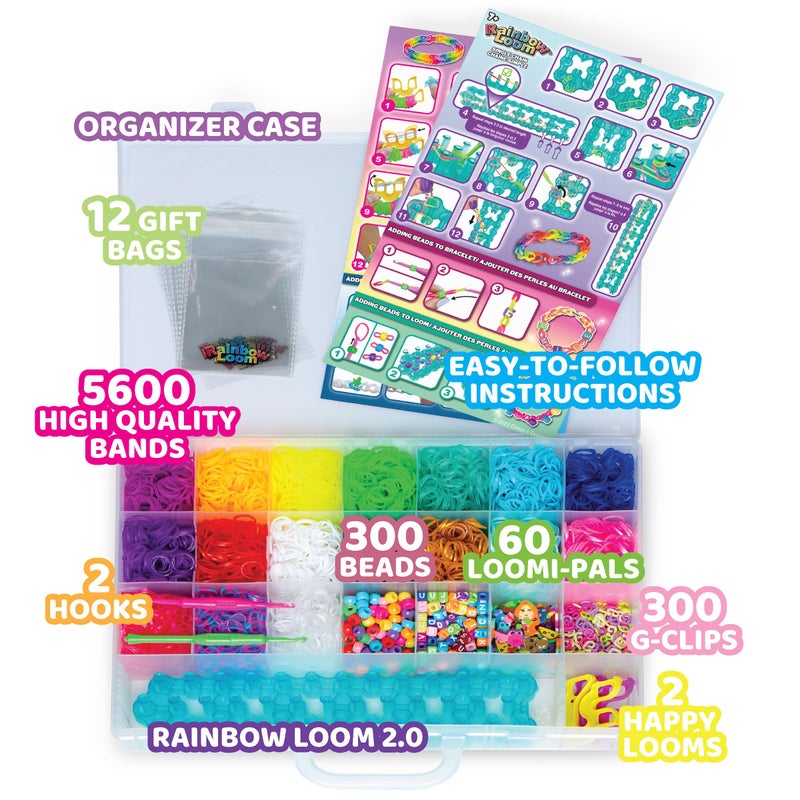 Rainbow Loom® Loomi-Pals™ MEGA Set, Features 60 Cute Assorted LP Charms, The New RL2.0, Happy Looms, Hooks, Alpha & Pony Beads, 5600 Colorful Bands All in a Carrying Case for Boys and Girls 7+ - Image 4