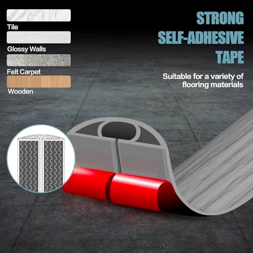 DBHXXMB-HH Floor Cord Cover Self Adhesive Cord Hider,10FT Cable Management, Extension Strip Protector for Wires, Prevent Cable Trips for Offices, Gyms, Exhibitions Cavity:0.39"(W) x 0.27"(H) Gray Wood - Image 4