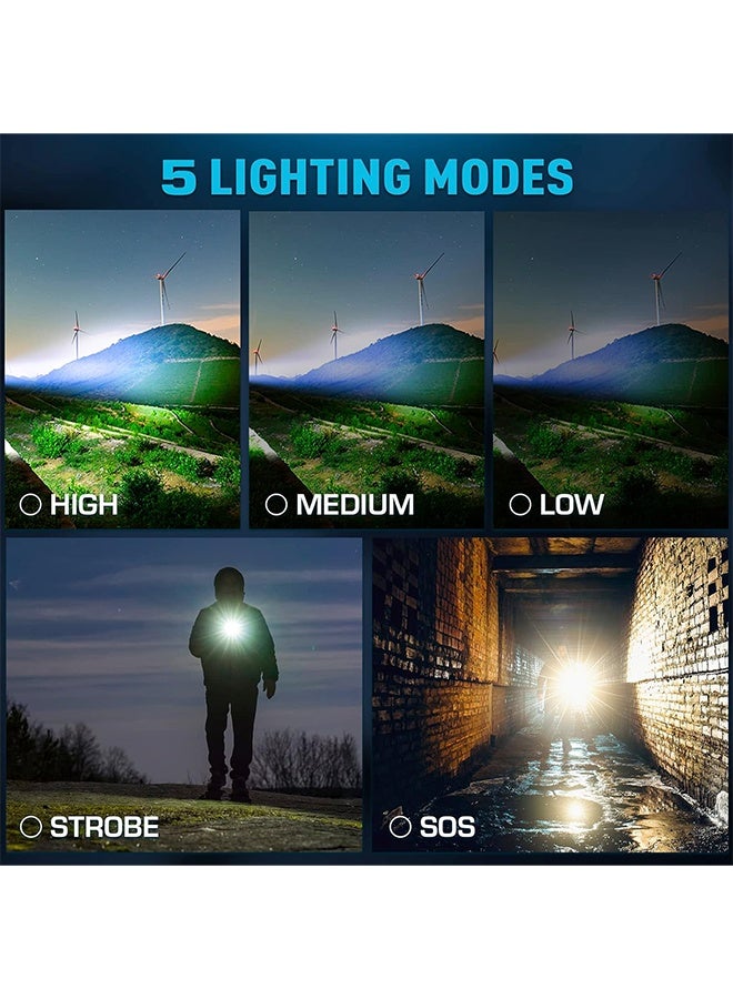 COBA Rechargeable Flashlights High Lumens, 4000LM LED Powerful Super Bright Flash Light, 5 Mode Zoomable Tactical Flashlights High Powered, Waterproof Linternas Emergencies Lights for Home - Image 4