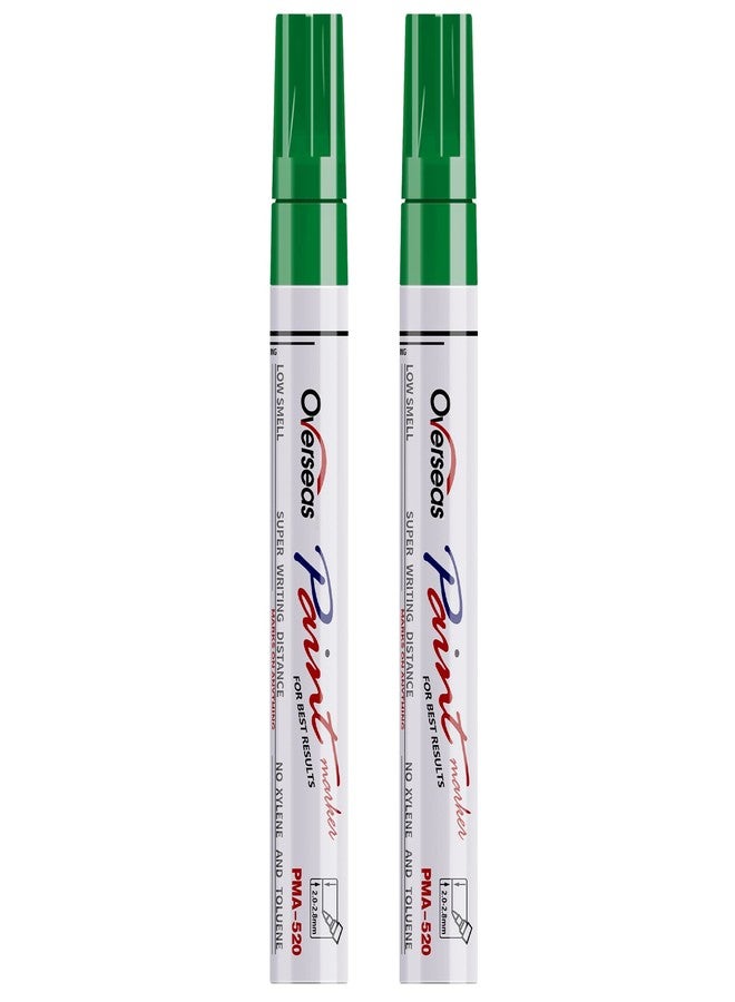 Overseas Permanent Paint Pens Green Markers - 2 Pack Single color Oil Based Paint Markers, Medium Tip, Quick Drying and Waterproof Marker Pen for Metal, Rock Painting, Wood, Plastic, Canvas, Mugs - Image 1