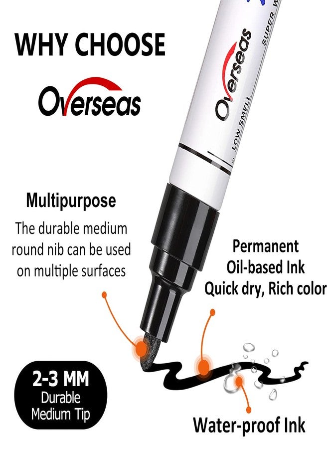 Overseas Permanent Paint Pens Green Markers - 2 Pack Single color Oil Based Paint Markers, Medium Tip, Quick Drying and Waterproof Marker Pen for Metal, Rock Painting, Wood, Plastic, Canvas, Mugs - Image 2