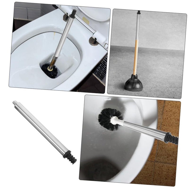 Stainless Steel Threaded Toilet Brush Handle Adapter Rod Stick Silver - Image 5