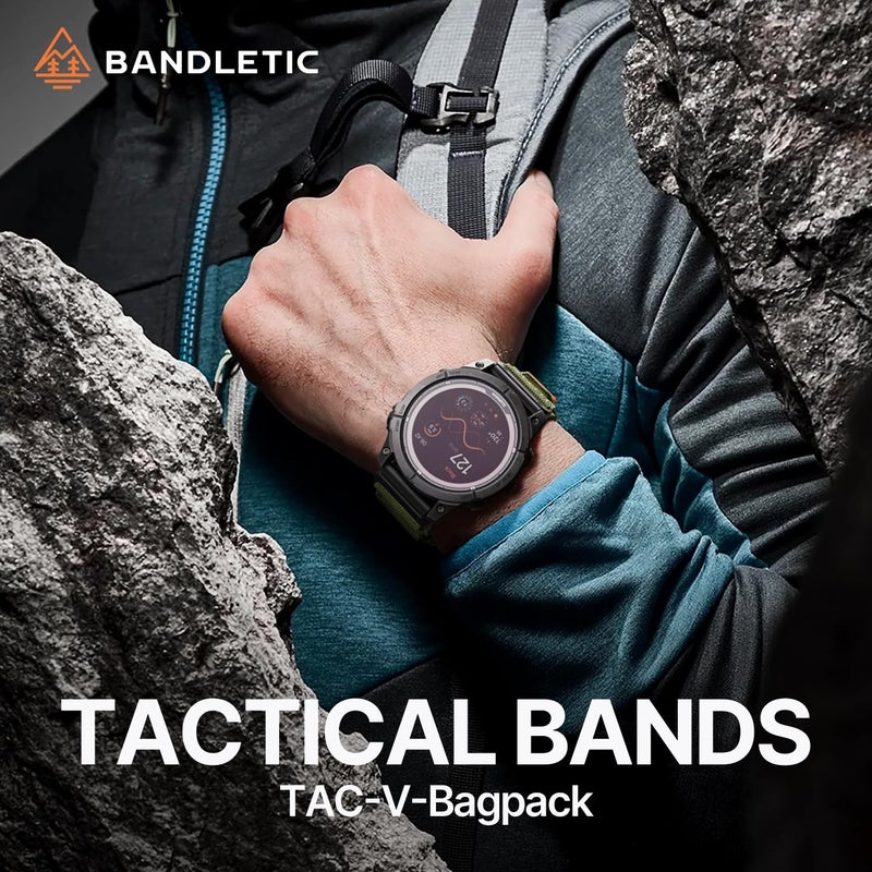 Bandletic حزام Bandletic متوافق مع ساعات Garmin Instinct 2 3، نايلون تكتيكي متين لفينيكس 8 47mm/7/6 برو/5 بلس، حزام سريع التركيب 22mm يناسب Forerunner 970/965/955/945/Approach S70/S62/S60/Quatix - Image 2