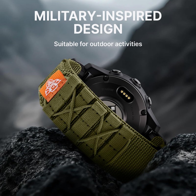 Bandletic حزام Bandletic متوافق مع ساعات Garmin Instinct 2 3، نايلون تكتيكي متين لفينيكس 8 47mm/7/6 برو/5 بلس، حزام سريع التركيب 22mm يناسب Forerunner 970/965/955/945/Approach S70/S62/S60/Quatix - Image 4