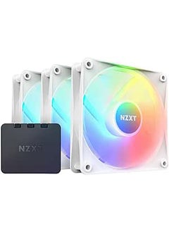 NZXT NZXT F120 RGB Core Hub-Mounted Fans with RGB Controller, High Airflow & Static Pressure, Up to 1800 RPM Speed, FDB, 78.86 CFM Airflow, Sync Lighting with Controller, Triple Pack, White | RF-C12TF-W1  - Image 1