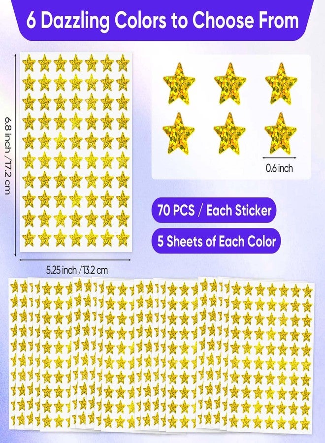 labelon 2100 Pack Gold Foil Star Stickers, 0.6" Small Reward Sticker for Kids,Holographic Stickers for Behavior Charts, Student Planners, School Classroom Teacher Supplies and DIY Handicrafts - Image 3