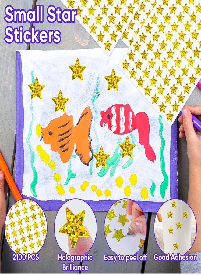 labelon 2100 Pack Gold Foil Star Stickers, 0.6" Small Reward Sticker for Kids,Holographic Stickers for Behavior Charts, Student Planners, School Classroom Teacher Supplies and DIY Handicrafts - Image 4