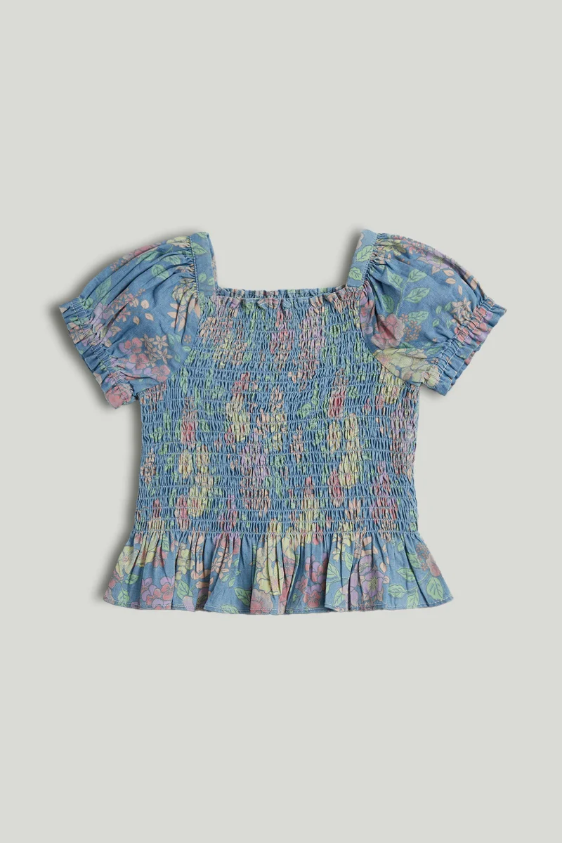 mothercare Blue Floral Shirred Blouse
