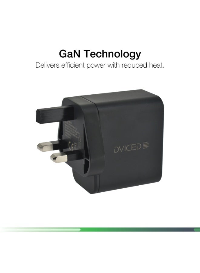 Dviced Wall charger with 65W GaN and 2 USB-C ports  UK plug - Black - Image 4