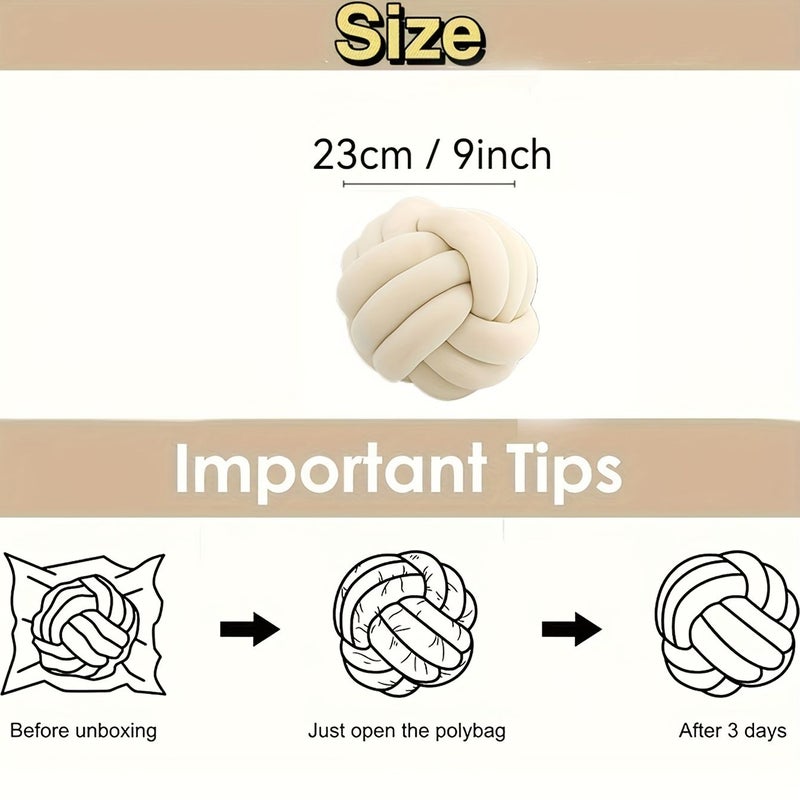 Black Knot Pillow Ball Round Cushion 2pcs for Sofa Couch Bed Home Decor - Image 3