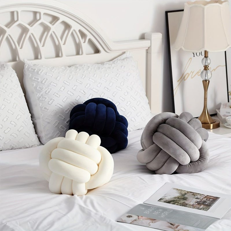 Black Knot Pillow Ball Round Cushion 2pcs for Sofa Couch Bed Home Decor - Image 2