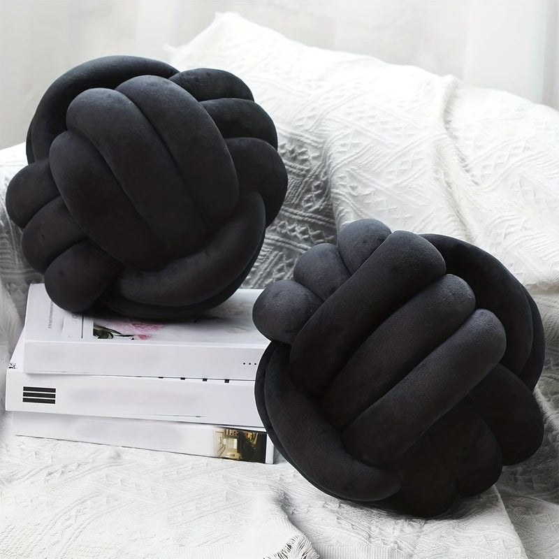 Black Knot Pillow Ball Round Cushion 2pcs for Sofa Couch Bed Home Decor - Image 4