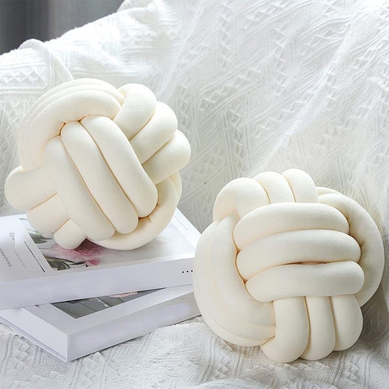 Black Knot Pillow Ball Round Cushion 2pcs for Sofa Couch Bed Home Decor - Image 1