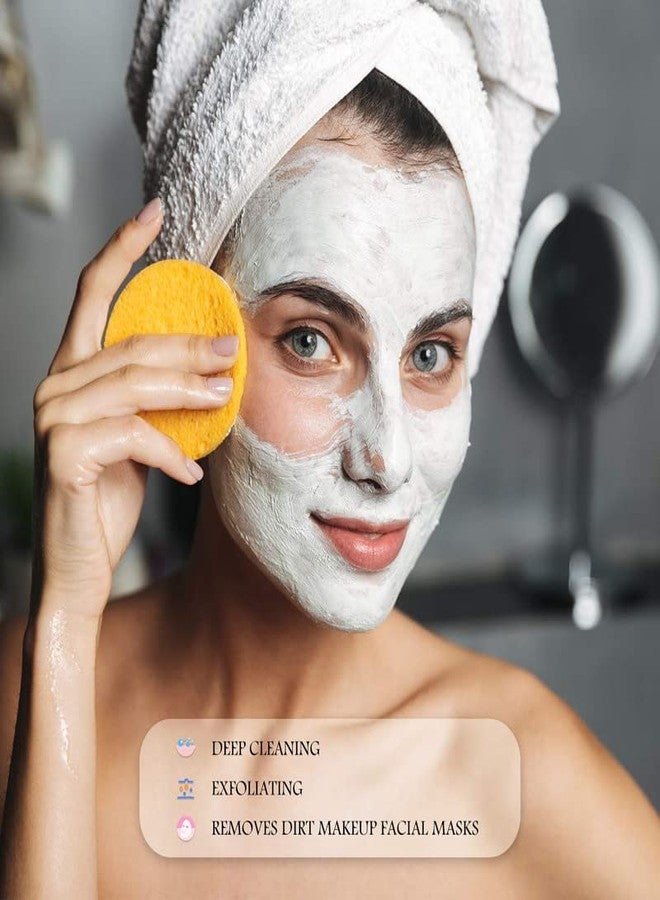 Fameza 12 Pieces Compressed Facial Sponge Face Cleansing Sponge Makeup Removal Sponge Pad Exfoliating Wash Round Face Sponge (Pink, Yellow, Blue) - Image 5