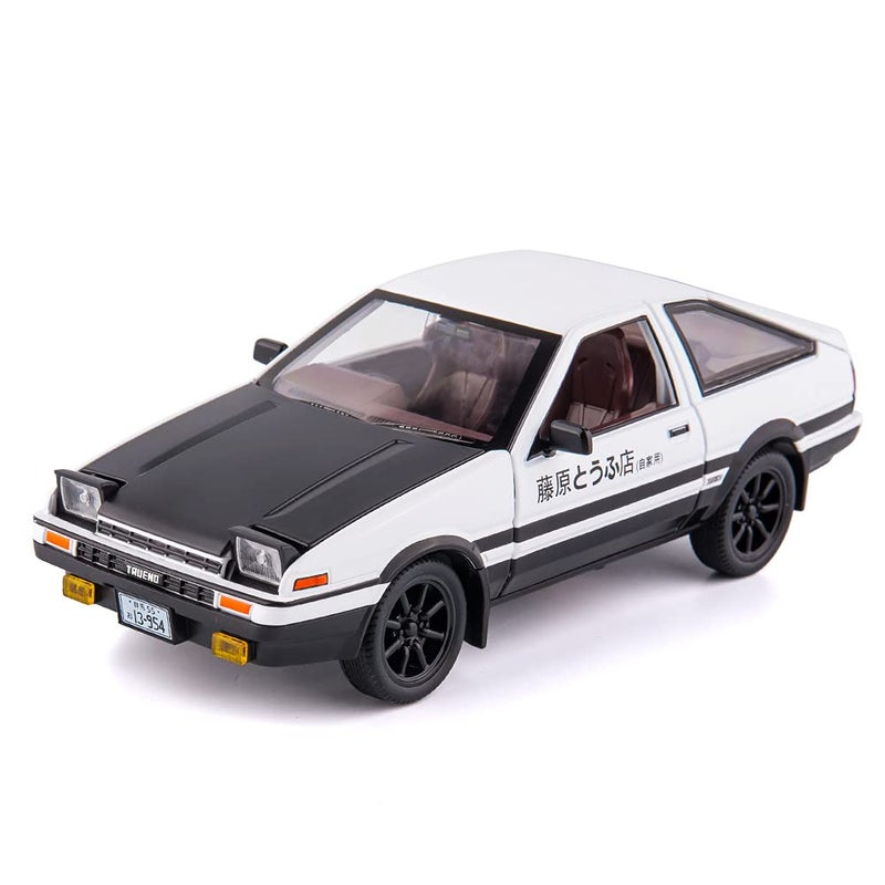 BDTCTK سيارة نموذج BDTCTK 1/24 AE86 إينشيتال D، سيارة لعبة كبيرة، سيارة لعبة سحب من سبائك الزنك مع صوت وضوء للأطفال، هدية للأولاد والبنات (أسود) - Image 1