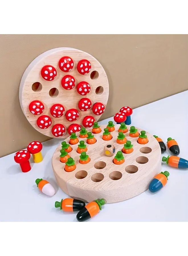 Mushroom Memory Chess Game Wooden Color Matching Set For Kids 3 6 Years Old - Image 1