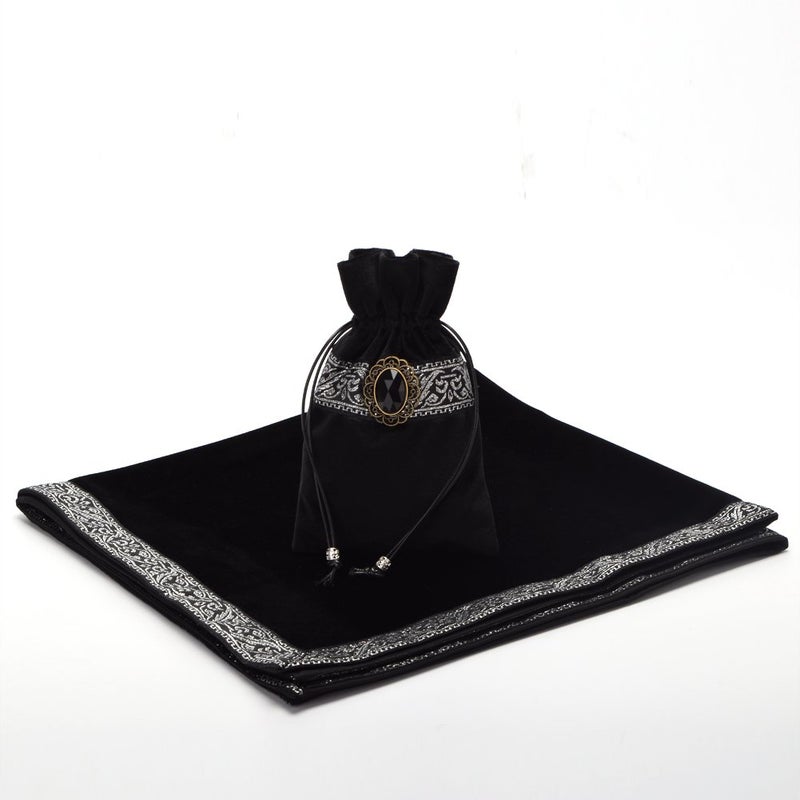 BLESSUME Altar Tarot Table Cloth for Reading with Pouch Black - Image 5