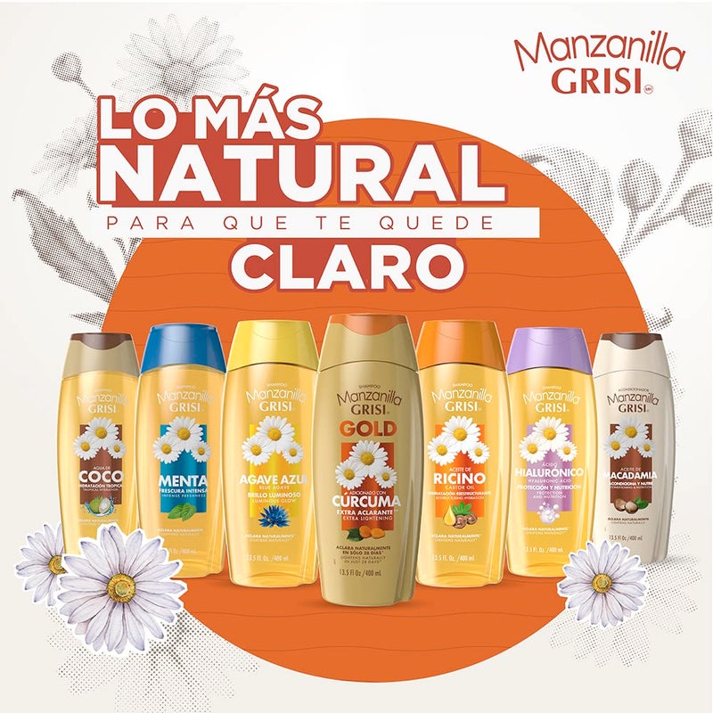 Grisi Manzanilla Grisi Shampoo | Lightening Shampoo with Chamomile Extract, Lightening Hair Product for Soft and Luminous Hair; 13.5 Fl Ounces - Image 4