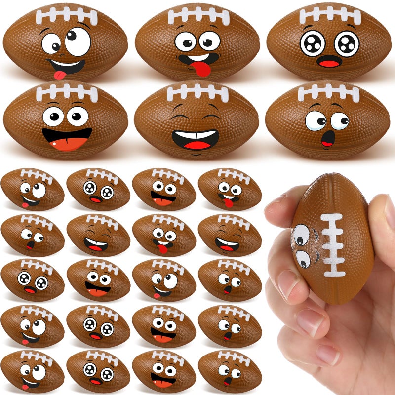 Arrowbash 24 Pcs Mini Face Football Stress Balls for Boys Girls Fidget Toys Bulk Foam Football for Stress and Anxiety Relief Balls for Party Favors Birthday Gift Decoration - Image 3