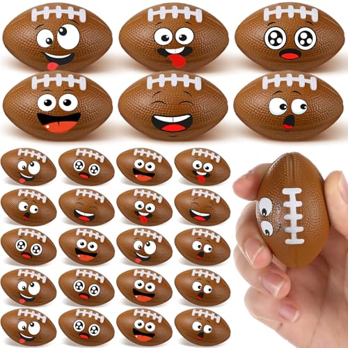 Arrowbash 24 Pcs Mini Face Football Stress Balls for Boys Girls Fidget Toys Bulk Foam Football for Stress and Anxiety Relief Balls for Party Favors Birthday Gift Decoration - Image 1
