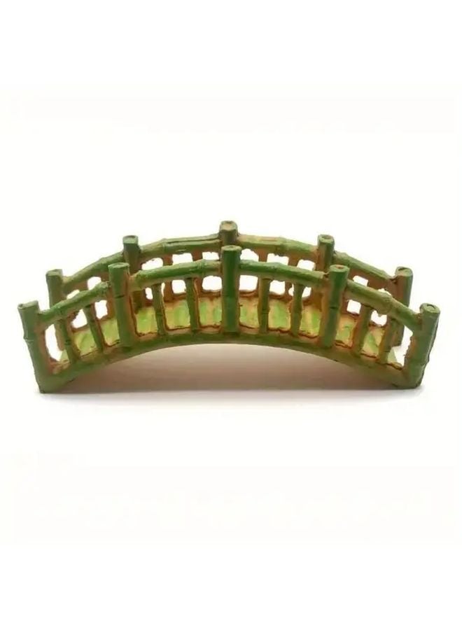Green Miniature Garden Bridge Model Classic Arch Design Pre Assembled Resin Ornament - Image 1