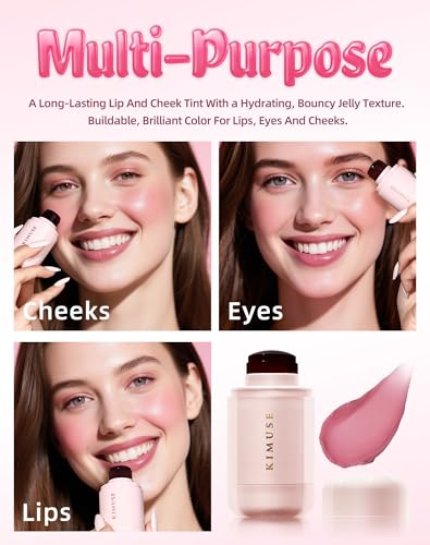 KIMUSE Jelly Cheek & Lip Tint, Watercolor Blush, Multi-Use Makeup, Tint for Cheeks, Lips & Eyes, Lightweight, Sheer & Buildable Color, Vegan Formula, Cruelty-Free - Image 4