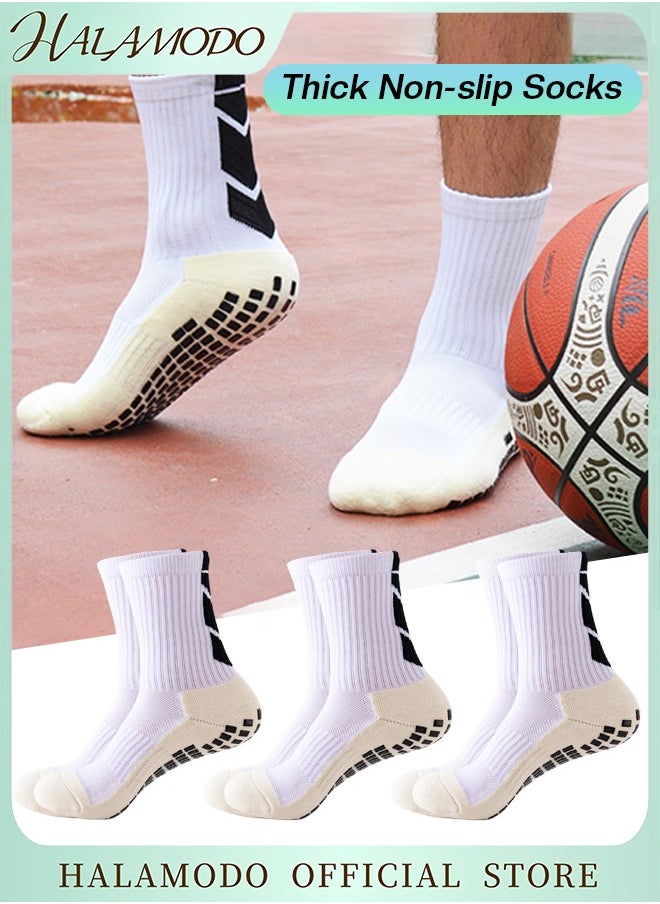 HALAMODO - 3 Pair Unisex Soccer Socks Grip Soccer Socks Pilates & Running Athletic Socks Non Slip Socks for Football & Basketball & Hockey & Rugby Sports Non Skid Socks for Men & Women & athletes - Image 1