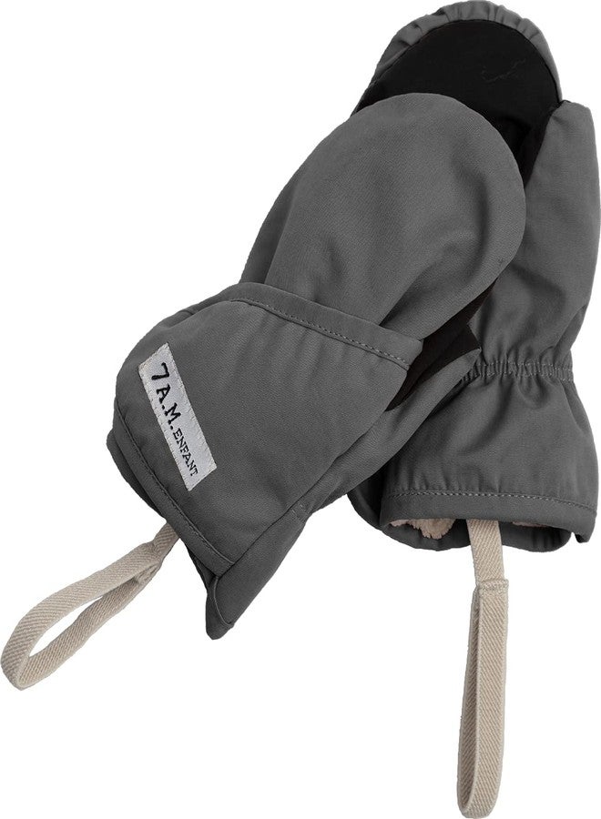 7 A.M. 7AM Baby Hat & Mittens Set - Unisex Vegan Sherpa Lined Hat & Mittens for Newborn, Waterproof, Soft & Warm,Benji (Smokey) - Image 4